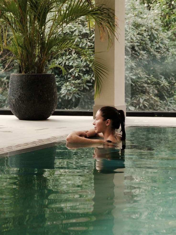 Woman in spa pool